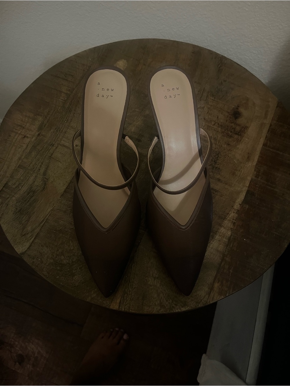 a new day Brown Pointed Toe Slingback Mules
